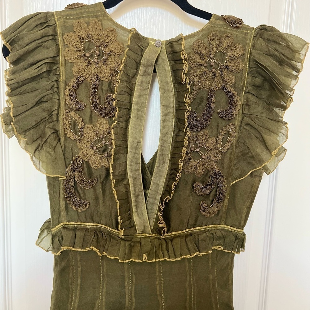 Vintage Gaetano Navarra Forest Nymph Runway Layered & Embroidered Dress Y2K 40 - Picture 12 of 16